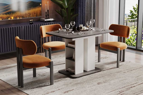 Обеденный стол со встроенными ящиками и полками: функциональные решения для хранения